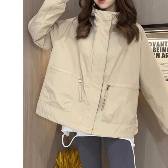ID:961 - Women's Loose Casual Spring and Autumn Coat Hooded Jacket Work Jacket